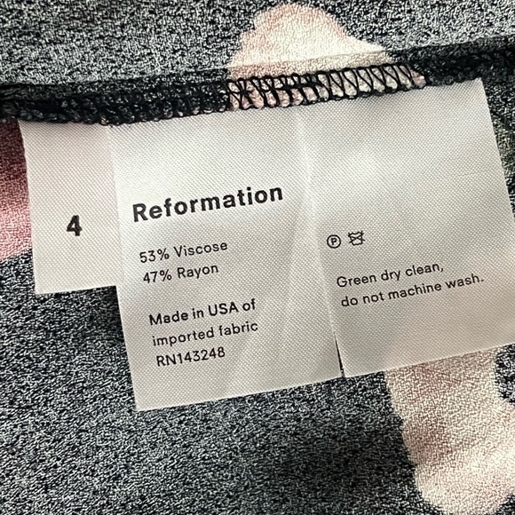 Reformation Black Floral Cap Sleeve Midi Dress – Size 4 - Picture 5 of 5